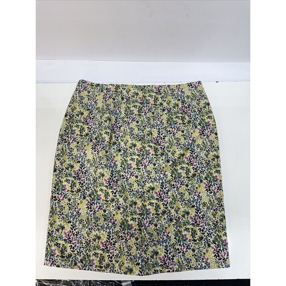 J Jill Live in Chino Pencil Skirt Womens 0P Floral Cotton Stretch Front Zip - Picture 9 of 13
